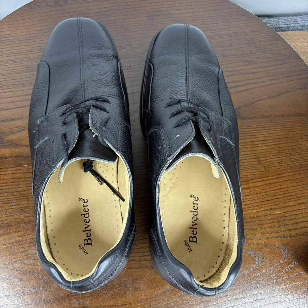 Studio Belvedere Bay Bridge Oxford Shoes Men's 13 EEE Black Pebble Leather Derby